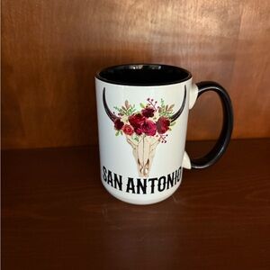 San Antonio Floral Skull Mug - Black and White